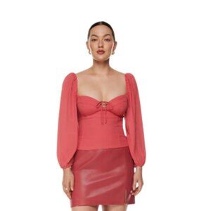 Aritzia Wilfred Novella Blouse, Puff Sleeve, Smocked Back, Sweetheart, Size M